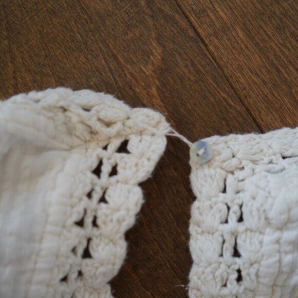 Free People Megan Crochet Open Back Long Sleeve Eyelet Crop Top Ivory Sz S Boho - Picture 10 of 14